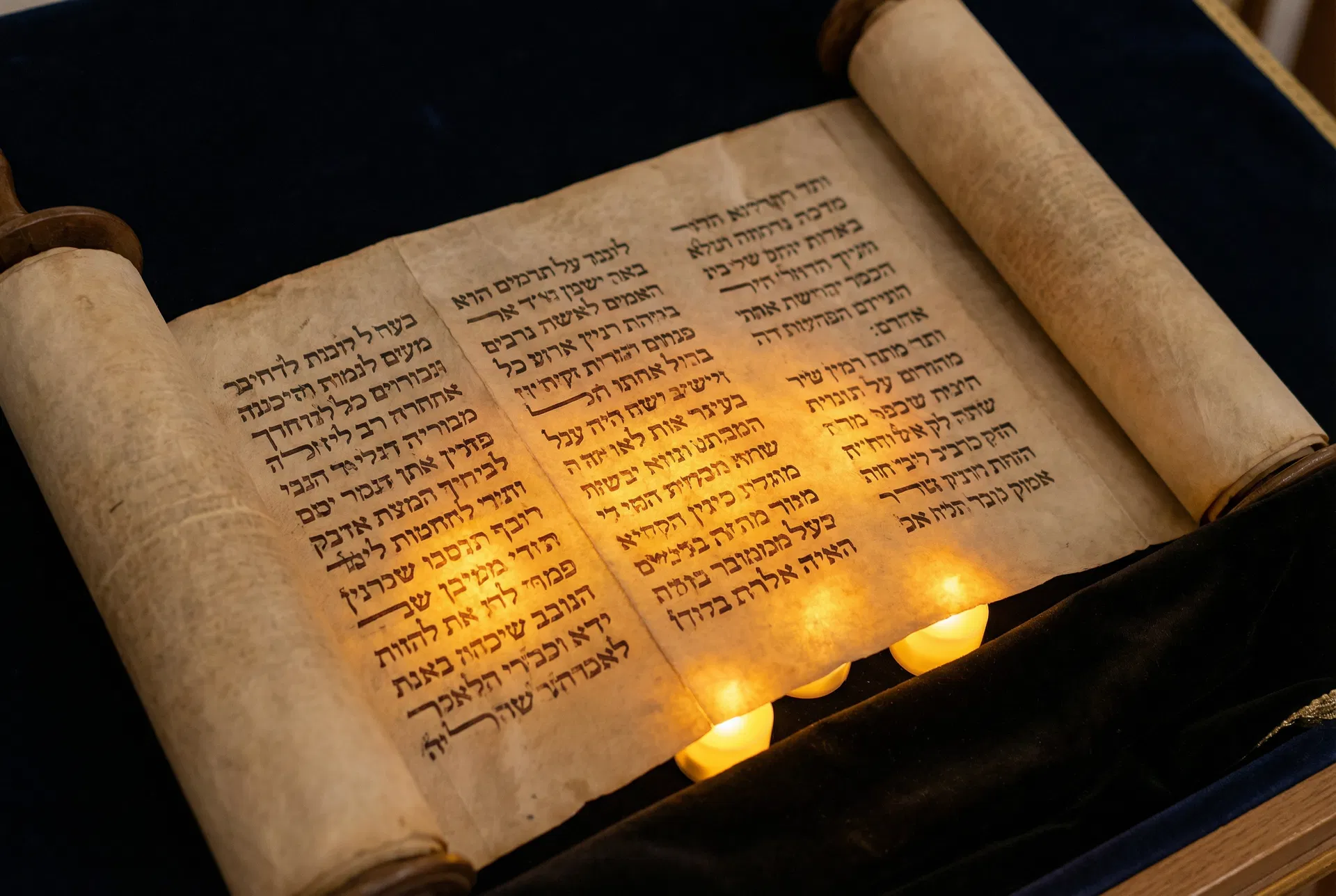 Torah scroll with Hebrew letters