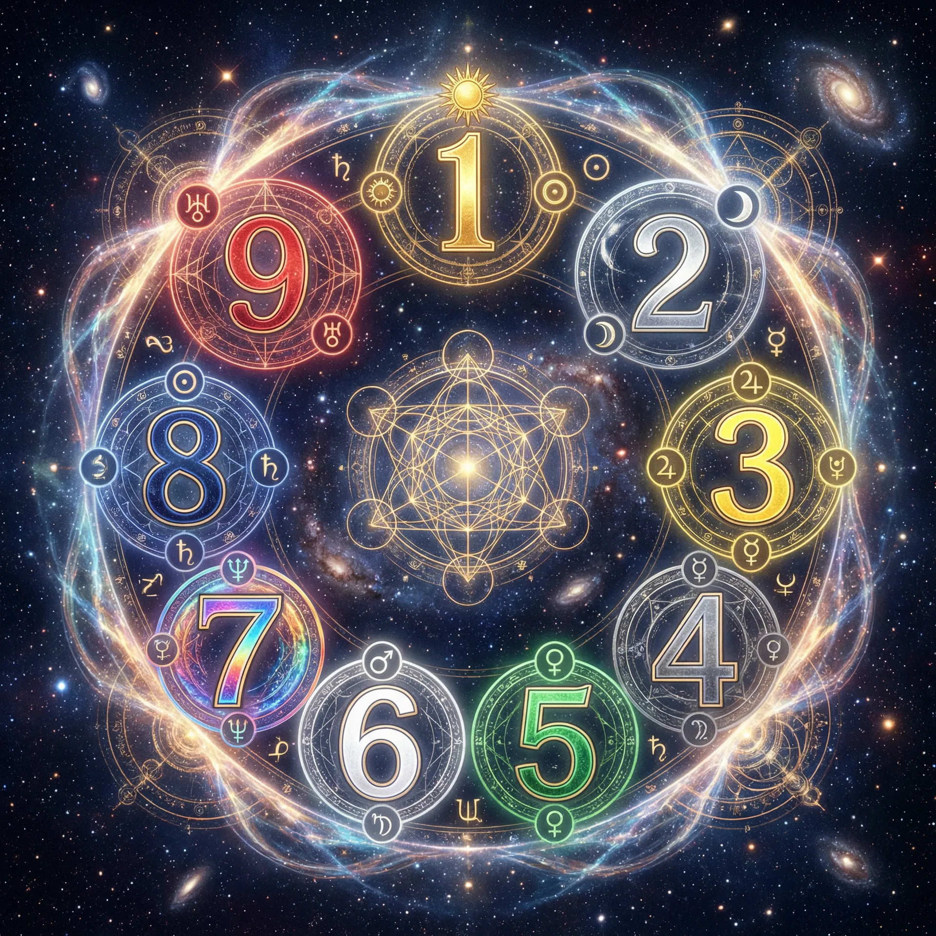 Vedic Numerology Number Wheel — 9 numbers and their planetary correspondences